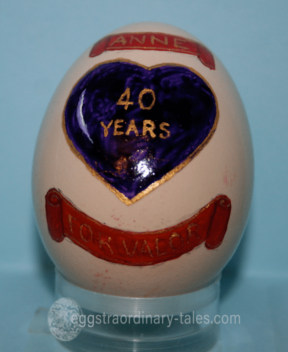 40th anniversary egg with purple heart