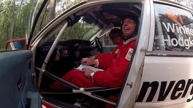 Steve in rally car